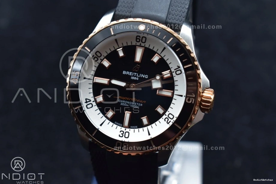 A SuperOcean Rubber Automatic BLSF Best 1:1 1165 Edition Black Comfortable RG Black on SS Strap 42 Dial 1005